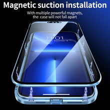 For iPhone 13 Pro Max HD Magnetic Metal Frame Double-sided Tempered Glass Phone Case (Silver)