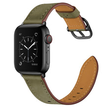 Leather Watch Band For Apple Watch Series 8&7 41mm / SE 2&6&SE&5&4 40mm / 3&2&1 38mm(Army Green Frosted)