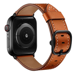 Leather Watch Band For Apple Watch Series 8&7 41mm / SE 2&6&SE&5&4 40mm / 3&2&1 38mm(Brown)