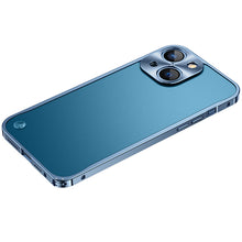For iPhone 13 mini Metal Frame Frosted PC Shockproof Phone Case (Ocean Blue)
