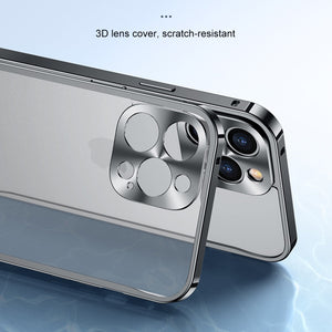 For iPhone 13 mini Metal Frame Frosted PC Shockproof Phone Case (Silver)