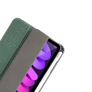 For iPad mini 6 Mutural YASHI Series Cloth Pattern Texture Horizontal Flip Tablet Case(Green)