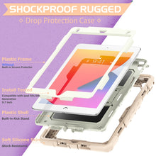 Shockproof Colorful Silicone + Beige PC Tablet Protective Case with Holder & Shoulder Strap For iPad 9.7 2018 / 2017(Rose Gold)