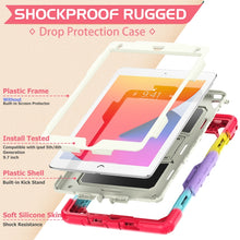 Shockproof Colorful Silicone + Beige PC Tablet Protective Case with Holder & Shoulder Strap For iPad 9.7 2018 / 2017(Camouflage Red)