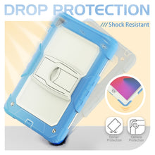 Shockproof Colorful Silicone + Beige PC Tablet Protective Case with Holder & Shoulder Strap For iPad 9.7 2018 / 2017(Blue)