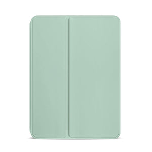 For iPad mini 6 Pure Color Dual-Folding Horizontal Flip Leather Tablet Case with Holder & Sleep / Wake-up Function(Green)