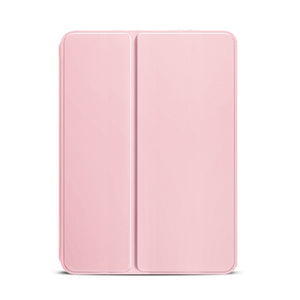 For iPad mini 6 Pure Color Dual-Folding Horizontal Flip Leather Tablet Case with Holder & Sleep / Wake-up Function(Pink)