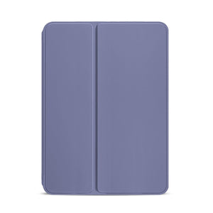 For iPad mini 6 Pure Color Dual-Folding Horizontal Flip Leather Tablet Case with Holder & Sleep / Wake-up Function(Purple)