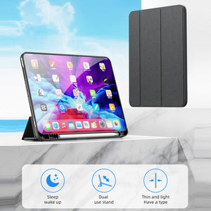 For iPad Pro 11 2022 / 2021 TOTUDESIGN AA-154 Curtain Series Horizontal Flip Tablet Leather Tablet Case with Three-folding Holder & Pen Slot(Black)