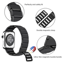 Bamboo Joint Magnetic Steel Watch Band For Apple Watch Ultra 49mm / Series 8&7 45mm / SE 2&6&SE&5&4 44mm / 3&2&1 42mm(Black)