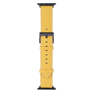 Leather Watch Band For Apple Watch Ultra 49mm / Series 8&7 45mm / SE 2&6&SE&5&4 44mm / 3&2&1 42mm(Yellow)