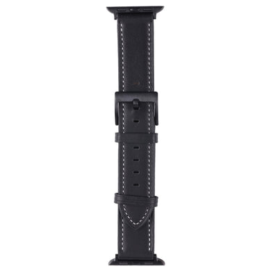 Leather Watch Band For Apple Watch Ultra 49mm / Series 8&7 45mm / SE 2&6&SE&5&4 44mm / 3&2&1 42mm(Black)