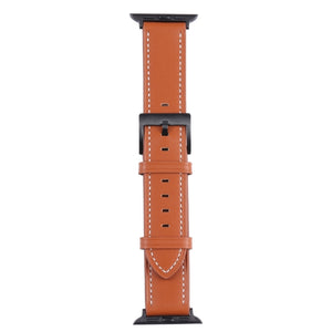 Leather Watch Band For Apple Watch Series 8&7 41mm / SE 2&6&SE&5&4 40mm / 3&2&1 38mm(Orange)