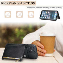 For iPhone 12 mini Zipper Wallet Bag PU Back Cover Shockrpoof Phone Case with Holder & Card Slots & Wallet (Black)