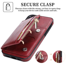 For iPhone 12 mini Zipper Wallet Bag PU Back Cover Shockrpoof Phone Case with Holder & Card Slots & Wallet (Red)