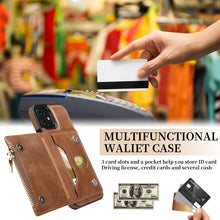 For iPhone 12 mini Zipper Wallet Bag PU Back Cover Shockrpoof Phone Case with Holder & Card Slots & Wallet (Brown)