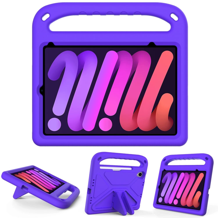 For iPad mini 6 Handle Portable EVA Shockproof Tablet Case with Triangle Holder(Purple)