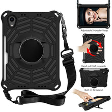 For iPad mini 6 Spider King EVA Tablet Case with Shoulder Strap & Holder & Pen Slot(Black)