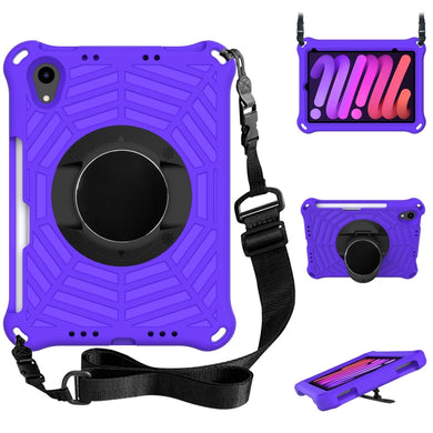 For iPad mini 6 Spider King EVA Tablet Case with Shoulder Strap & Holder & Pen Slot(Purple)