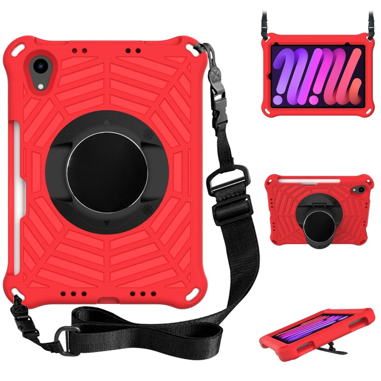 For iPad mini 6 Spider King EVA Tablet Case with Shoulder Strap & Holder & Pen Slot(Red)