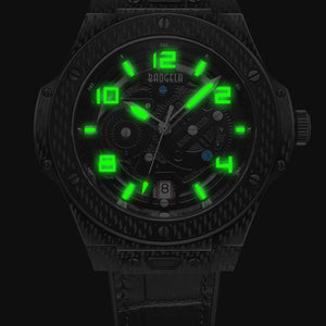 BAOGELA 2001 Luminous Calendar Leather Strap Mechanical Watch For Men(Black Rose Gold)