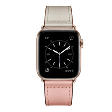 Leather Watch Band For Apple Watch Series 8&7 41mm / SE 2&6&SE&5&4 40mm / 3&2&1 38mm(Pink Beige Stitch Pattern)