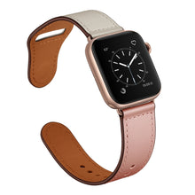Leather Watch Band For Apple Watch Series 8&7 41mm / SE 2&6&SE&5&4 40mm / 3&2&1 38mm(Pink Beige Stitch Pattern)