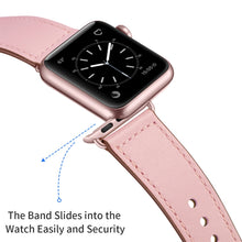 Leather Watch Band For Apple Watch Series 8&7 41mm / SE 2&6&SE&5&4 40mm / 3&2&1 38mm(Pink Stitch Pattern)