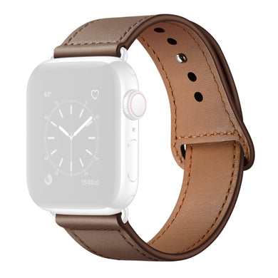 Leather Watch Band For Apple Watch Series 8&7 41mm / SE 2&6&SE&5&4 40mm / 3&2&1 38mm(Brown Stitch Pattern + Silver Buckle)