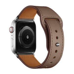 Leather Watch Band For Apple Watch Series 8&7 41mm / SE 2&6&SE&5&4 40mm / 3&2&1 38mm(Brown Stitch Pattern + Silver Buckle)