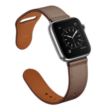 Leather Watch Band For Apple Watch Series 8&7 41mm / SE 2&6&SE&5&4 40mm / 3&2&1 38mm(Brown Stitch Pattern + Silver Buckle)