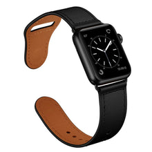 Leather Watch Band For Apple Watch Series 8&7 41mm / SE 2&6&SE&5&4 40mm / 3&2&1 38mm(Black + Black Buckle)