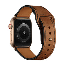 Leather Watch Band For Apple Watch Series 8&7 41mm / SE 2&6&SE&5&4 40mm / 3&2&1 38mm(Red Brown Bronze Gold)