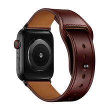 Leather Watch Band For Apple Watch Series 8&7 41mm / SE 2&6&SE&5&4 40mm / 3&2&1 38mm(Red Palm Oil Leather + Black Buckle)
