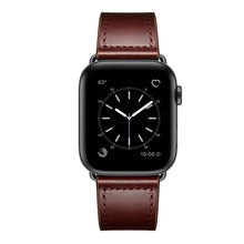 Leather Watch Band For Apple Watch Series 8&7 41mm / SE 2&6&SE&5&4 40mm / 3&2&1 38mm(Red Palm Oil Leather + Black Buckle)