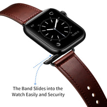 Leather Watch Band For Apple Watch Series 8&7 41mm / SE 2&6&SE&5&4 40mm / 3&2&1 38mm(Red Palm Oil Leather + Black Buckle)