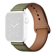 Leather Watch Band For Apple Watch Series 8&7 41mm / SE 2&6&SE&5&4 40mm / 3&2&1 38mm(Army Green Needle Pattern+Silver Buckle)