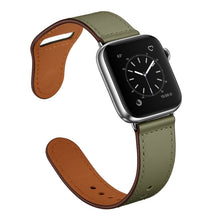 Leather Watch Band For Apple Watch Series 8&7 41mm / SE 2&6&SE&5&4 40mm / 3&2&1 38mm(Army Green Needle Pattern+Silver Buckle)