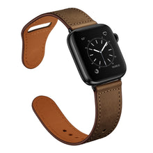 Leather Watch Band For Apple Watch Series 8&7 41mm / SE 2&6&SE&5&4 40mm / 3&2&1 38mm(Dark Brown Crazy Horse + Black Buckle)