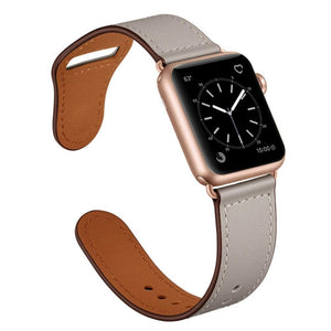 Leather Watch Band For Apple Watch Series 8&7 41mm / SE 2&6&SE&5&4 40mm / 3&2&1 38mm(Ivory + Champagne Gold)