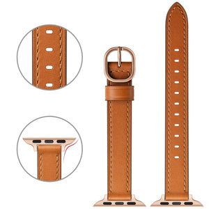 14mm Leather Watch Band For Apple Watch Series 8&7 41mm / SE 2&6&SE&5&4 40mm / 3&2&1 38mm(Semi Oil Brown)