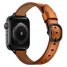 14mm Leather Watch Band For Apple Watch Series 8&7 41mm / SE 2&6&SE&5&4 40mm / 3&2&1 38mm(Semi Oil Brown Black Buckle)