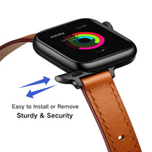 14mm Leather Watch Band For Apple Watch Series 8&7 41mm / SE 2&6&SE&5&4 40mm / 3&2&1 38mm(Semi Oil Brown Black Buckle)