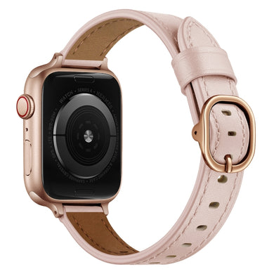 14mm Leather Watch Band For Apple Watch Series 8&7 41mm / SE 2&6&SE&5&4 40mm / 3&2&1 38mm(Pink)