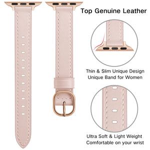 14mm Leather Watch Band For Apple Watch Series 8&7 41mm / SE 2&6&SE&5&4 40mm / 3&2&1 38mm(Pink)