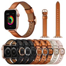 14mm Leather Watch Band For Apple Watch Series 8&7 41mm / SE 2&6&SE&5&4 40mm / 3&2&1 38mm(Black Rose Gold Buckle)