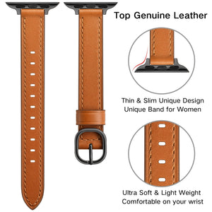 14mm Leather Watch Band For Apple Watch Ultra 49mm / Series 8&7 45mm / SE 2&6&SE&5&4 44mm / 3&2&1 42mm(Semi Oil Brown Black Buckle)