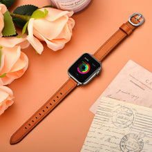 14mm Leather Watch Band For Apple Watch Ultra 49mm / Series 8&7 45mm / SE 2&6&SE&5&4 44mm / 3&2&1 42mm(Semi Oil Brown Silver Buckle)
