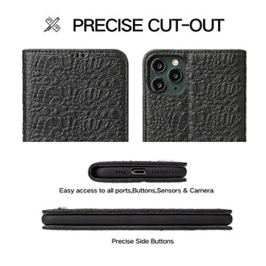 For iPhone 11 Crocodile Texture PC + TPU Horizontal Flip Leather Case with Holder & Card Slots & Wallet(Black)