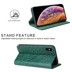 For iPhone XR Crocodile Texture PC + TPU Horizontal Flip Leather Case with Holder & Card Slots & Wallet(Green)
